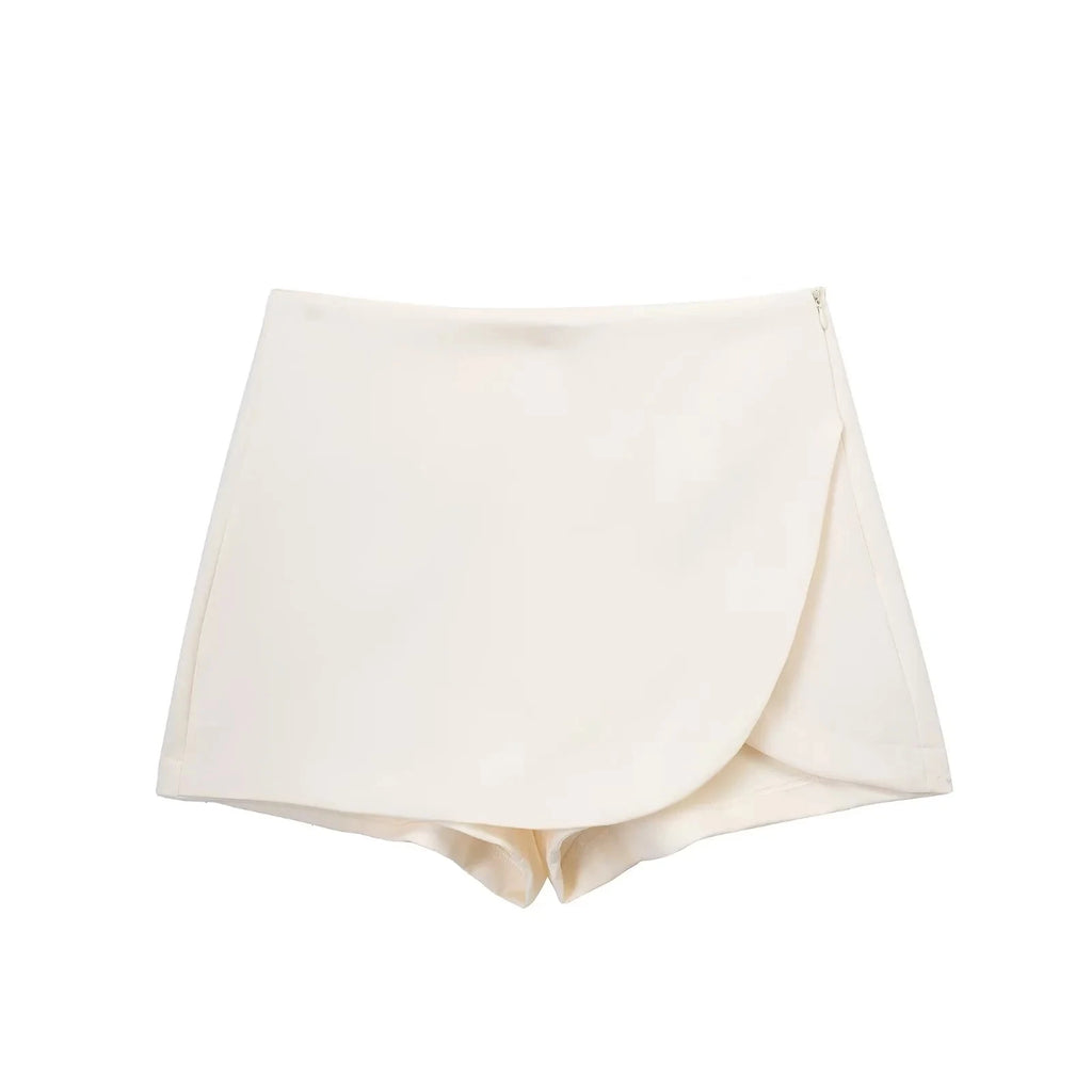 HXAO Women's Skirt Shorts Summer Beige Black Skirt Pants Woman Office High Waist Skort For Women Asymmetrical Pink Brown Skirt
