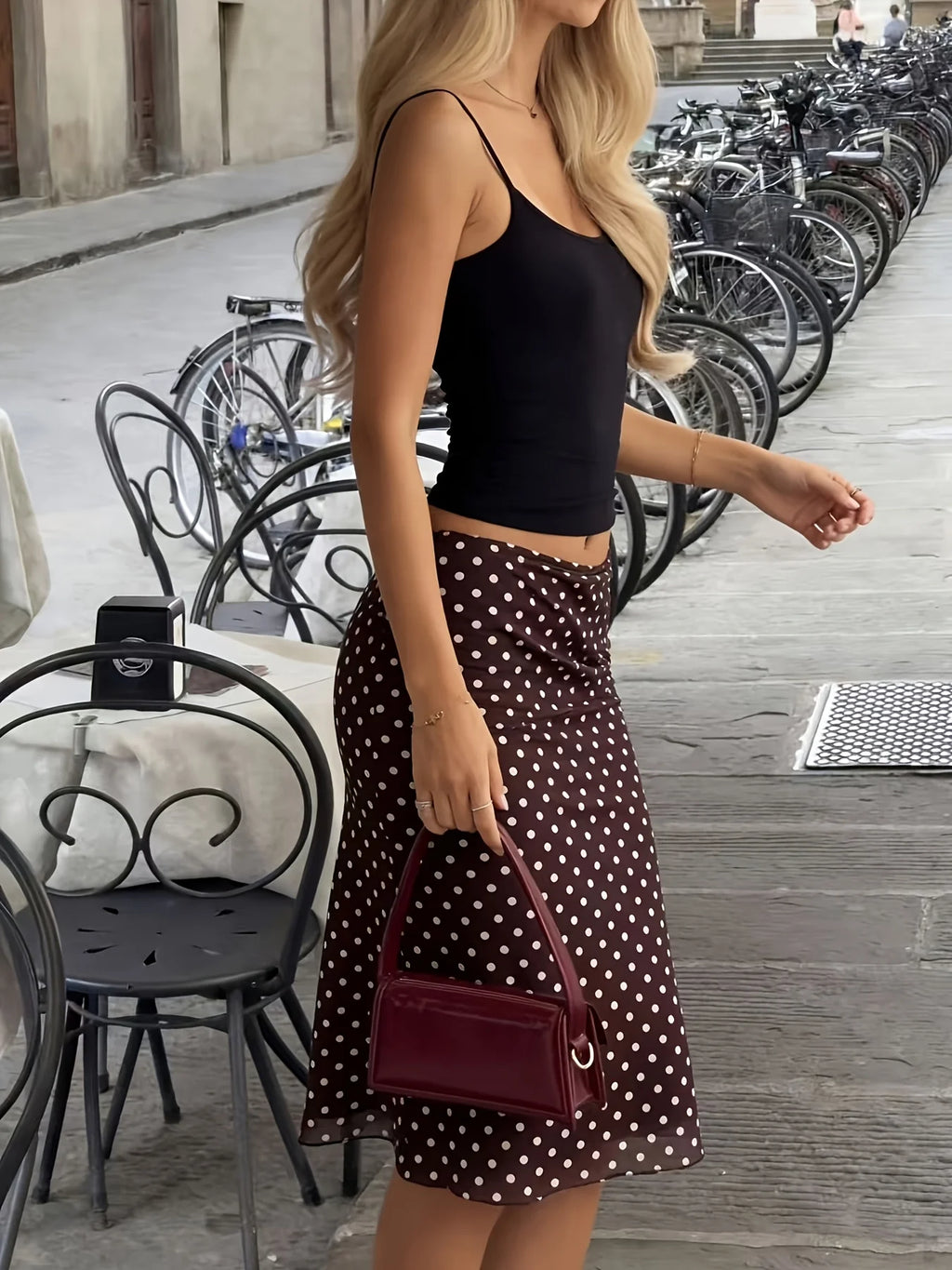 Elegant Directed Women's Spring Summer New Vintage Mesh Fabric Polka Dot Print Loose Casual Midi Skirt