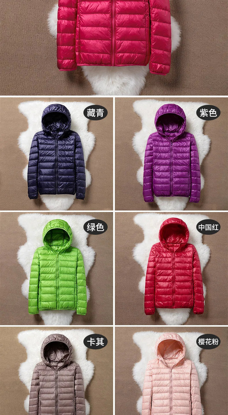 Down Jacket Women Coat Autumn Winter Jackets For Girls Warm Quilted Parka Ladies And Light Female Ultralight Hooded Plus Size