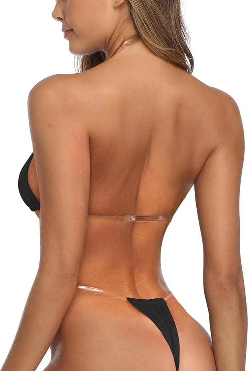 2026 Bikini Clear Straps Cheeky Brazilian Micro Bikinis Swimsuit for Women Sexy Hanging Neck Triangle Girl Swimwear Boquin