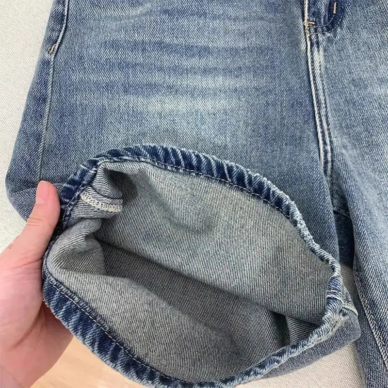 Spring Summer Women Casual Denim Shorts Fashion Female Wide Leg Short Jeans Knee Lenght Denim Pant Women High Waist Shorts Girls