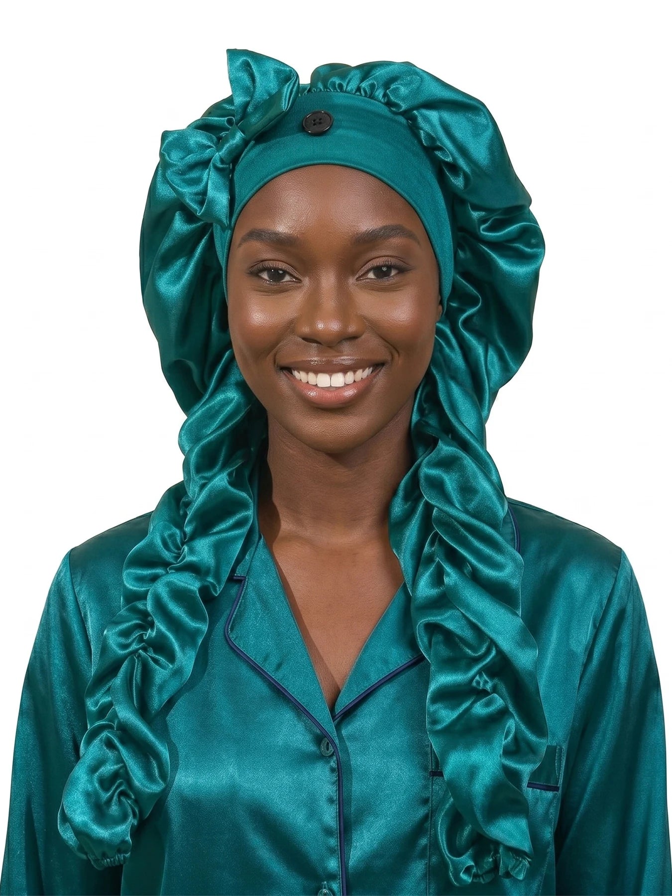Heatless Curl Satin Bonnet for Sleeping, No Slip Sleep Bonnet with Long Curling Ribbons for Braids & Long Hair