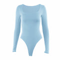 Long Sleeve Bodysuits Spring 2026 Square-Cut Collar Solid Bodycon Elastic Romper Sexy Y2k Women Clothing Fashion Club Party 2520