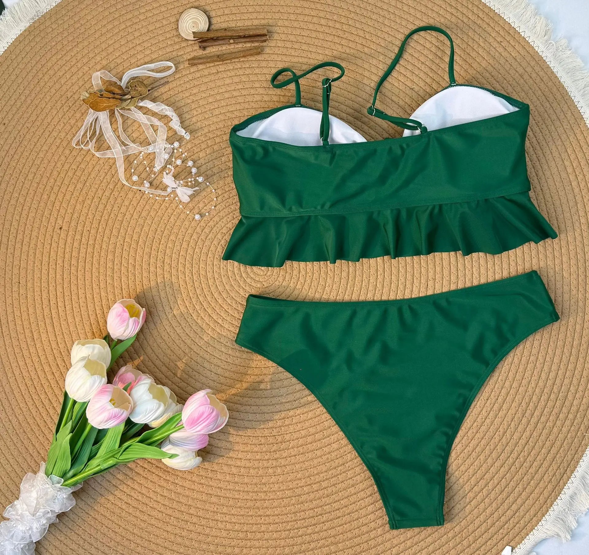 Cikini Sexy Gradient Color Three Piece Swimsuit Mesh Bikinis Set Summer Beach Swimwear Bathing Suit For Women