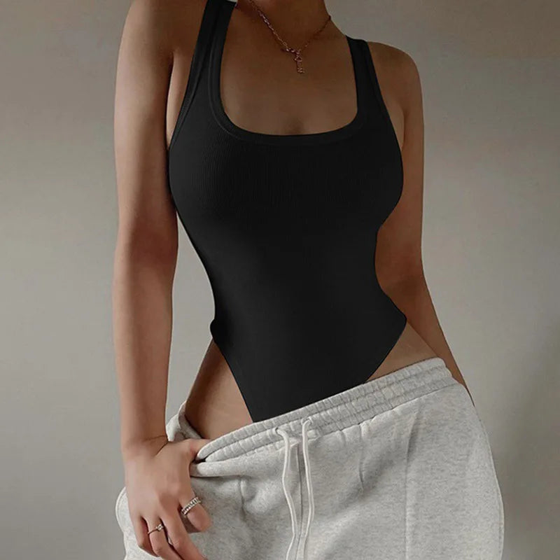Sleeveless Knit Bodysuit 2026 Hot Summer Sexy Bodycon Off Shoulder Halter Tops Casual Street Bodice For Women ClubWear