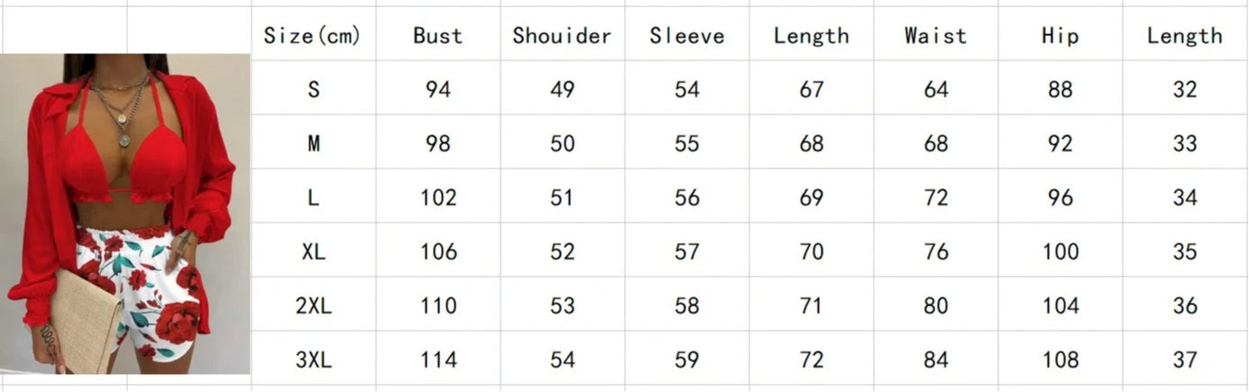 2026 New Bathing Suit Shorts Cover Up Summer Three Pieces Swimwear Sexy Beachwear High Waist Bikini Set Print Women's Swimsuit