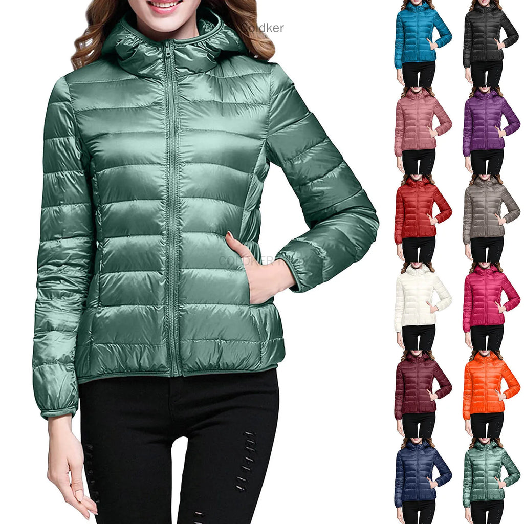 Down Jacket Women Coat Autumn Winter Jackets For Girls Warm Quilted Parka Ladies And Light Female Ultralight Hooded Plus Size