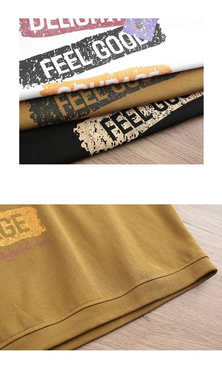 Female Korean Casual Letter Printed Round Neck T-shirt Summer Loose All-match Contrast Color Half Sleeve Tops Womens Clothing