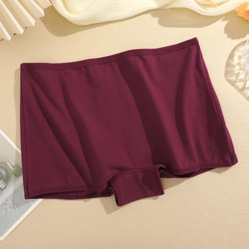 FINETOO 3PCS Women's Cotton Boyshort Panties Breathable Low Waist Solid Colors Underwear Female Casual Sports Boxers Underpants